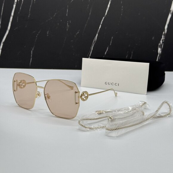 NEW GUCCI GG1207SA 001 GOLD/PINK WOMEN SUNGLASSES GUCCI - Picture 1 of 12